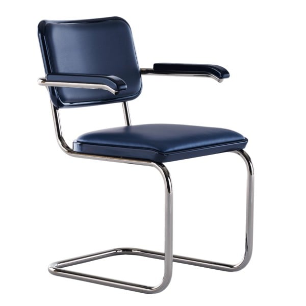 JS. THONET S 64 P SERIOUS 04 | Buche blau Hochglanzlack | Stahlrohr-Freischwi... von THONET