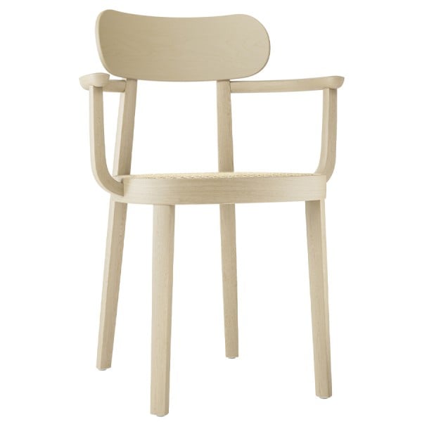 THONET 118 F Holzstuhl mit Armlehnen | Rohrgeflecht-Sitz | Buche gebeizt aufg... THONET 118 F Holzstuhl mit Armlehnen | Rohrgeflecht-Sitz | Buche gebeizt aufg... von THONET