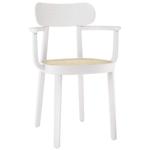 THONET 118 F Holzstuhl | Rohrgeflecht-Sitz | mit Armlehnen | Buche gebeizt we... von THONET