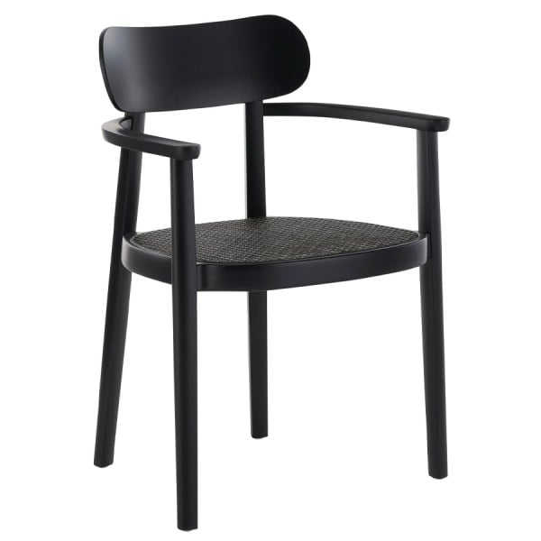 THONET 118 FV Holzstuhl Dark Melange mit Armlehnen | Rohrgeflecht-Sitz | Buch... von THONET