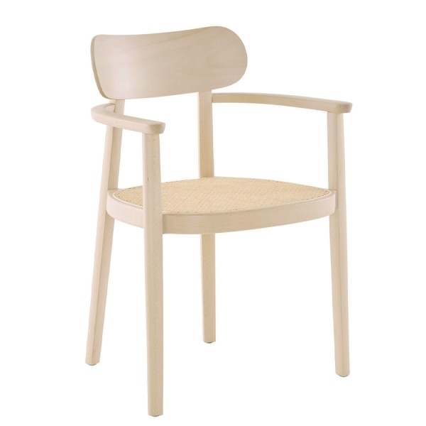 THONET 118 FV Holzstuhl mit Armlehnen | Rohrgeflecht-Sitz | Buche gebeizt auf... von THONET