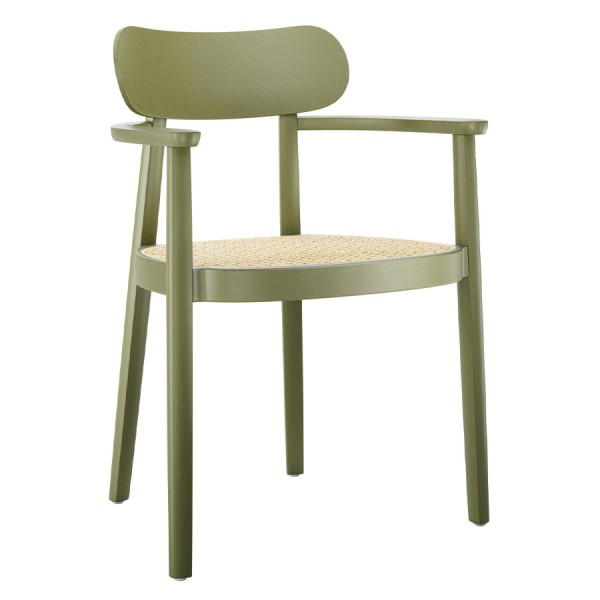 THONET 118 FV Holzstuhl mit Armlehnen | Rohrgeflecht-Sitz | Buche gebeizt oli... THONET 118 FV Holzstuhl mit Armlehnen | Rohrgeflecht-Sitz | Buche gebeizt oli... von THONET