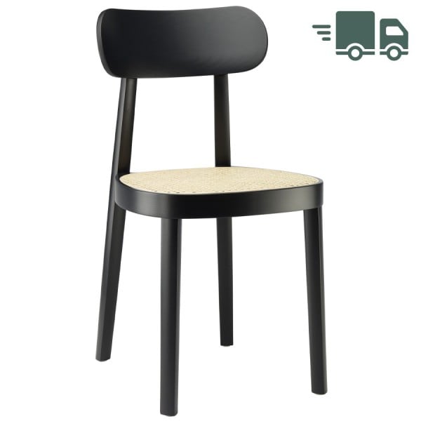 THONET 118 Holzstuhl | Rohrgeflecht-Sitz | Buche gebeizt schwarz von THONET