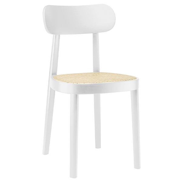 THONET 118 Holzstuhl | Rohrgeflecht-Sitz | Buche gebeizt weiß lasiert von THONET