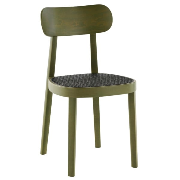 THONET 118 Holzstuhl Dark Melange graugrün | Rohrgeflecht-Sitz | Buche gebeiz... von THONET