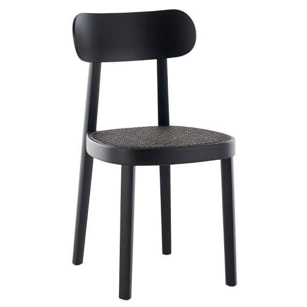THONET 118 Holzstuhl Dark Melange schwarz | Rohrgeflecht-Sitz | Buche gebeizt... von THONET