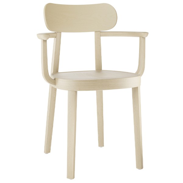 THONET 118 MF Holzstuhl mit Armlehnen | Muldensitz | Buche gebeizt aufgehellt von THONET