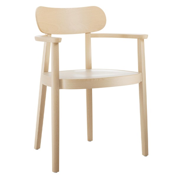 THONET 118 MFV Holzstuhl mit Armlehnen | Muldensitz | Buche gebeizt aufgehellt von THONET