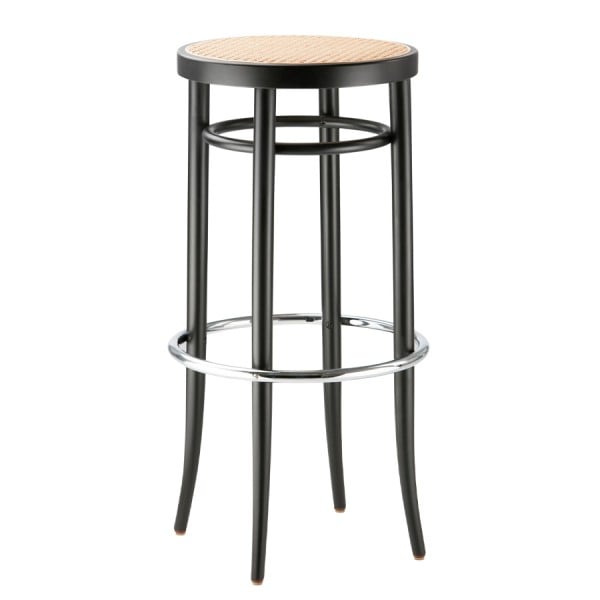 THONET 204 RH Barhocker | Sitz-Rohrgeflecht | Buche gebeizt schwarz von THONET