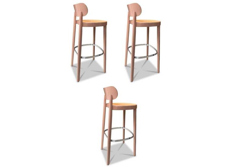 THONET Barhocker 3er-Set 118 H Barstuhl Buche Hochglanz Lackiert Altrosa von THONET