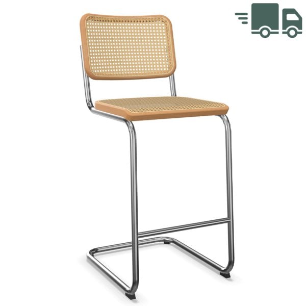THONET S 32 VH Barhocker | Buche natur gebeizt | Rohrgeflecht-Sitz | Gestell ... von THONET