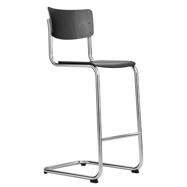 THONET S 43 H | Barhocker | Formholzschale schwarz gebeizt | Gestell verchromt von THONET