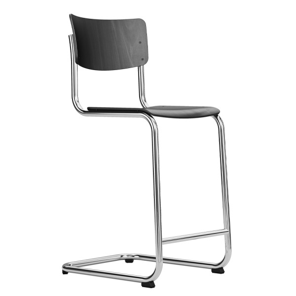 THONET S 43 HT | Barhocker niedrig | Formholzschale schwarz gebeizt | Gestell... von THONET