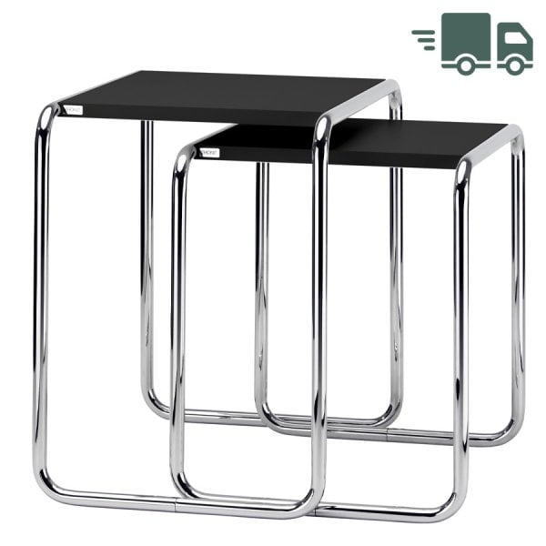 THONET Beistell- und Satztisch SET B 9 a+b schwarz | Gestell chrom von THONET