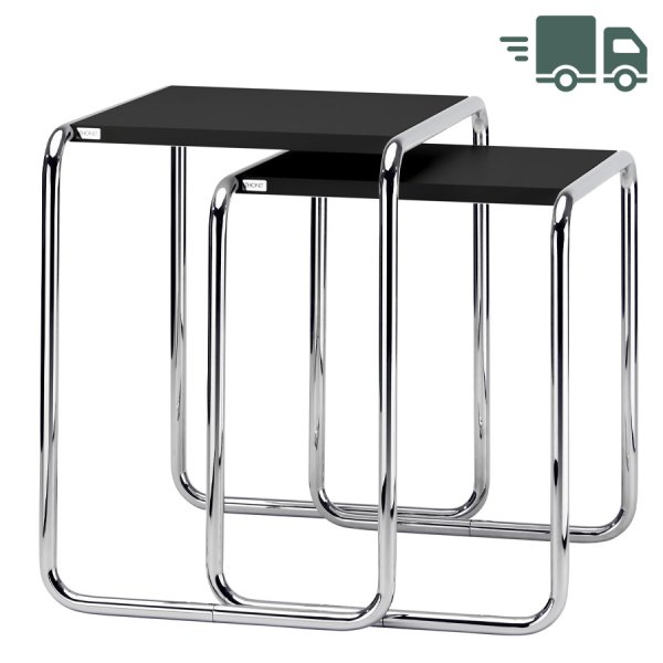 THONET Beistell- und Satztisch SET B 9 a+b schwarz | Gestell chrom von THONET