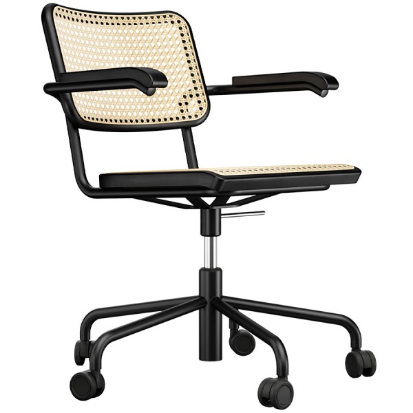 THONET Drehsessel S 64 VDR Atelier | Rohrgeflecht-Sitz mit Armlehnen | Fußkre... von THONET