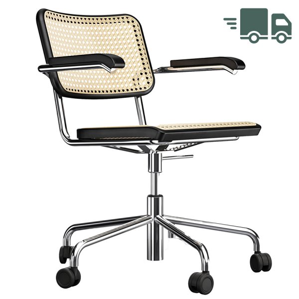 THONET Drehsessel S 64 VDR Atelier mit Armlehnen | Rohrgeflecht-Sitz | Gestel... von THONET