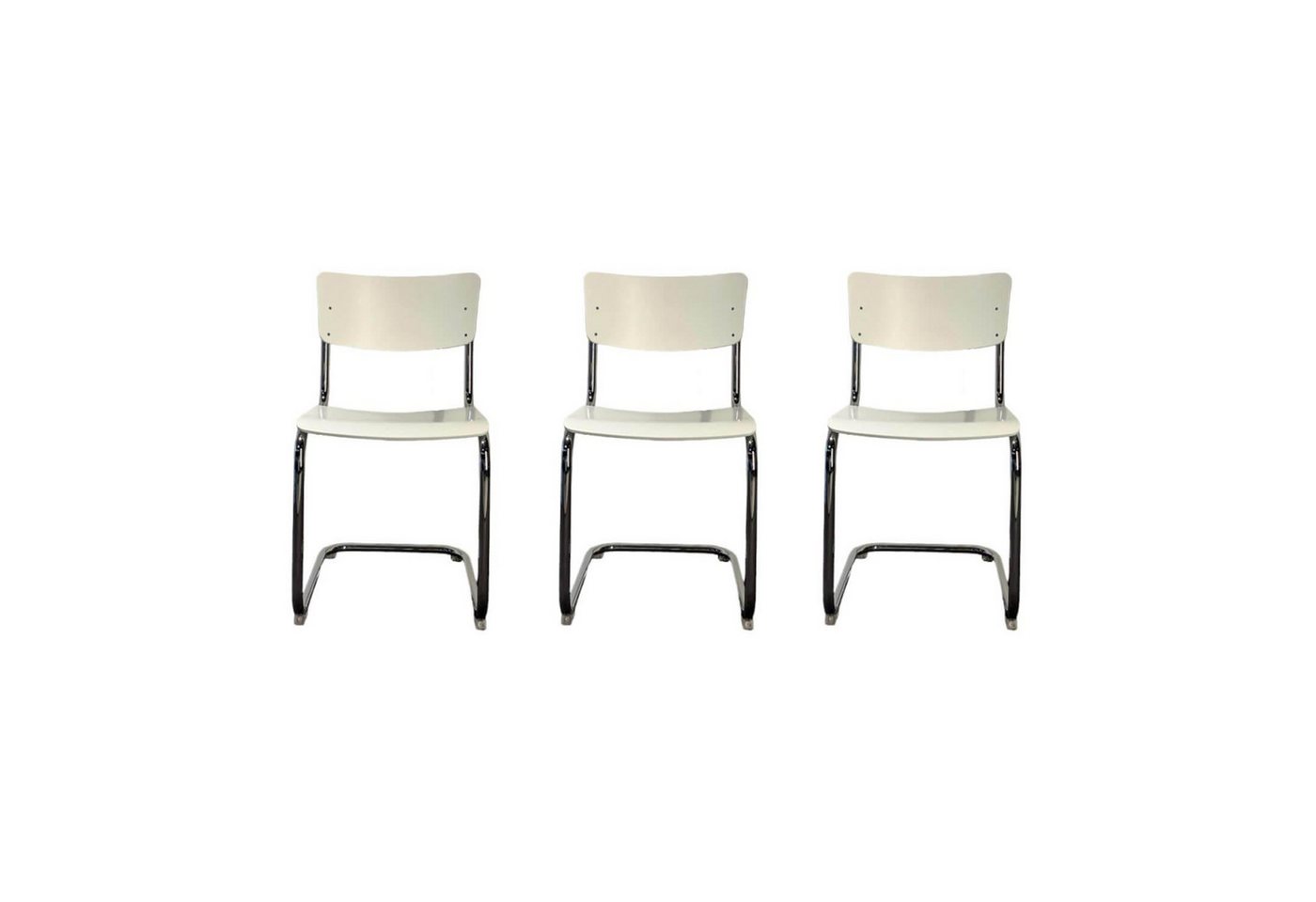 THONET Essgruppe 3-er Set Freischwinger Stuhl S43 Decklackiert 9010 Weiss THONET Essgruppe 3-er Set Freischwinger Stuhl S43 Decklackiert 9010 Weiss von THONET