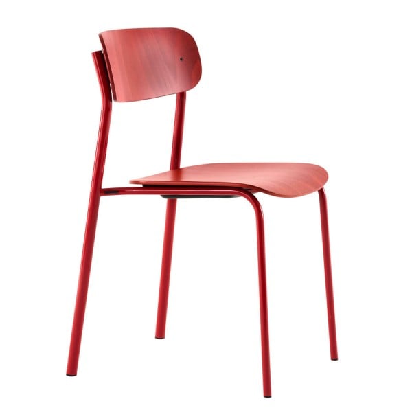 THONET S 243 Stahlrohrstuhl | Buche rostrot gebeizt | Gestell tomatenrot von THONET