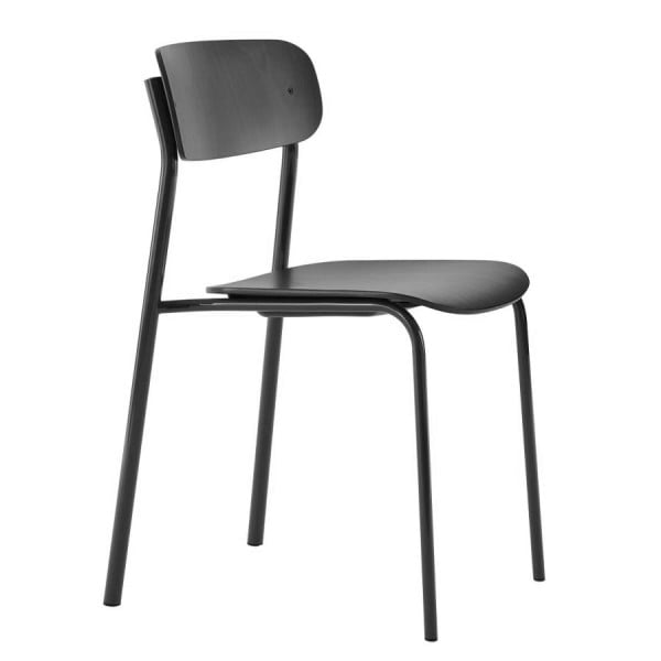 THONET S 243 Stahlrohrstuhl | Buche schwarz gebeizt | Gestell tiefschwarz von THONET