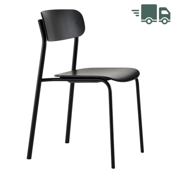 THONET S 243 Stahlrohrstuhl | Eiche schwarz gebeizt | Gestell tiefschwarz von THONET