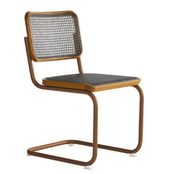 THONET S 32 V Dark Melange ocker | Stahlrohr-Freischwinger | Gestell ocker von THONET