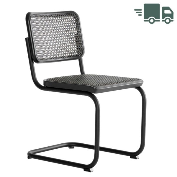 THONET S 32 V Dark Melange schwarz | Stahlrohr-Freischwinger | Gestell schwarz von THONET