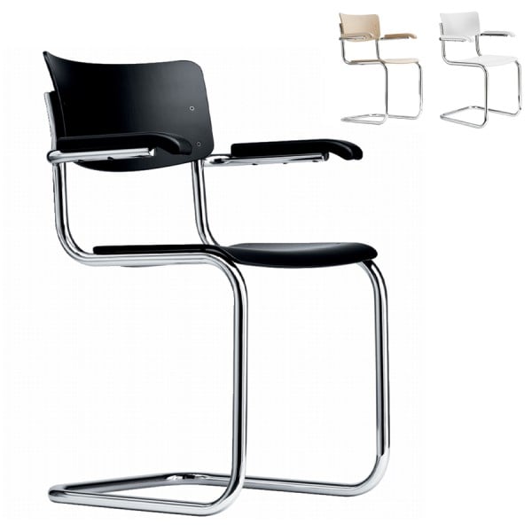 THONET S 43 F mit Armlehnen | Konfigurator | Stahlrohr-Freischwinger | Gestel... von THONET