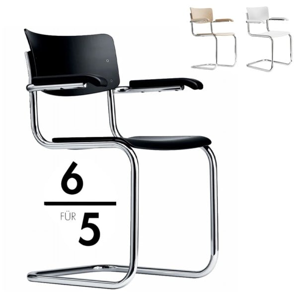 THONET S 43 F mit Armlehnen | Konfigurator | Stahlrohr-Freischwinger | Gestel... von THONET
