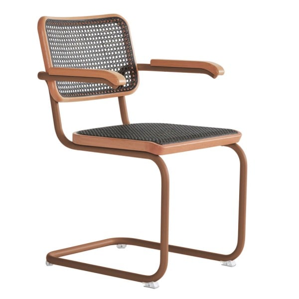 THONET S 64 V Dark Melange altrosa | Stahlrohr-Freischwinger mit Armlehnen | ... von THONET