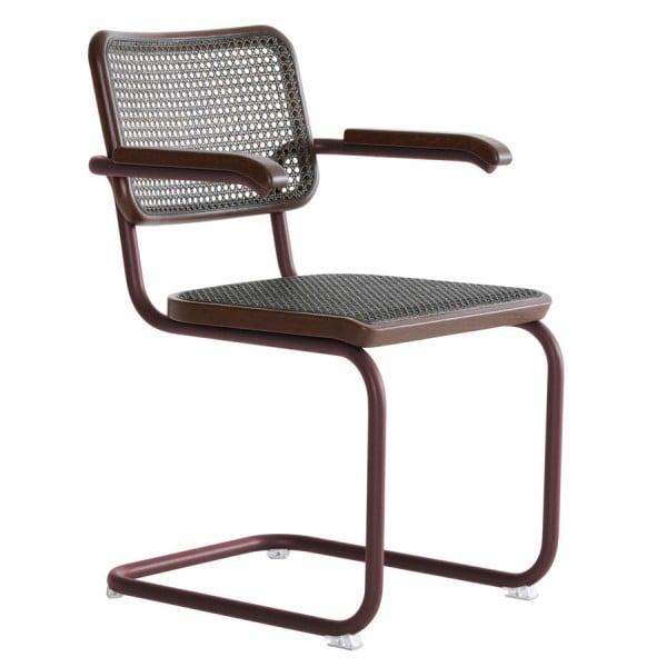 THONET S 64 V Dark Melange rotbraun | Stahlrohr-Freischwinger mit Armlehnen |... von THONET
