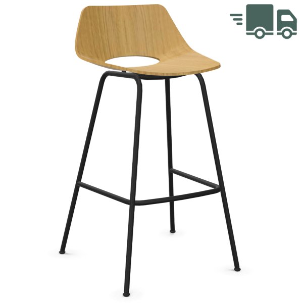 THONET S 661 H Barhocker | Edelholz Eiche klar lackiert | Gestell schwarz matt von THONET