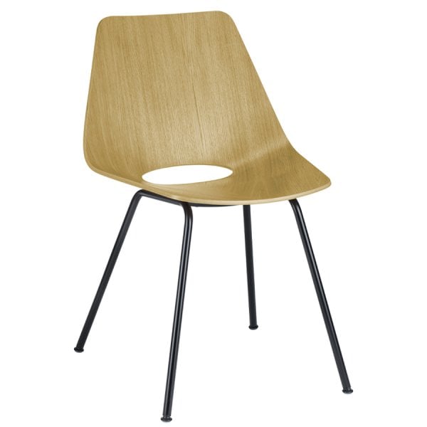 THONET S 661 Stahlrohrstuhl | Edelholz Eiche | Gestell schwarz matt von THONET