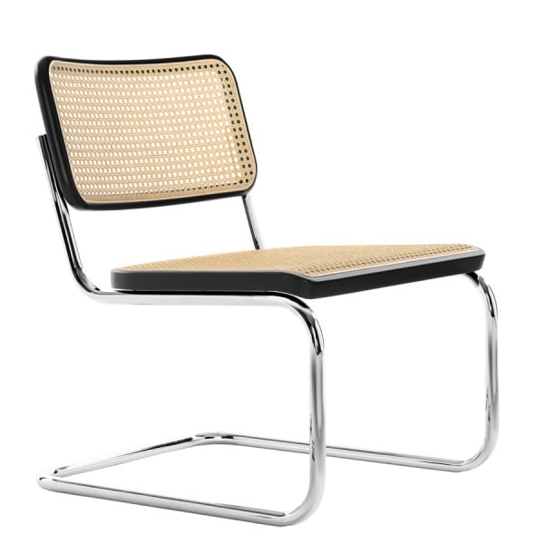 THONET S32 VL Lounge-Freischwinger | Buche schwarz gebeizt | Gestell verchromt von THONET