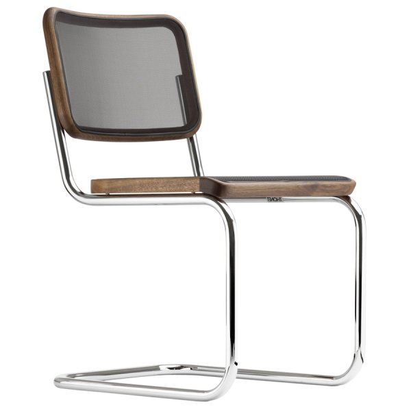 THONET S 32 N | Pure Materials Nussbaum mit Netzbespannung | Stahlrohr-Freisc... von THONET