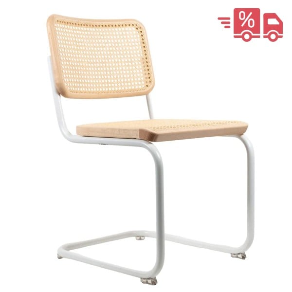 THONET S 32 V | Esche Pure Materials | Stahlrohr-Freischwinger | Gestell weiß von THONET