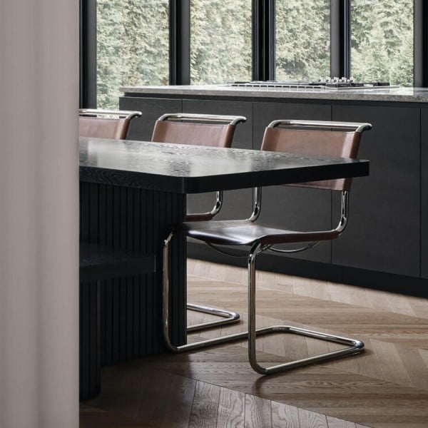 THONET Stahlrohr-Freischwinger S 33 | Sitz und Rücken Kernleder schokobraun |... von THONET