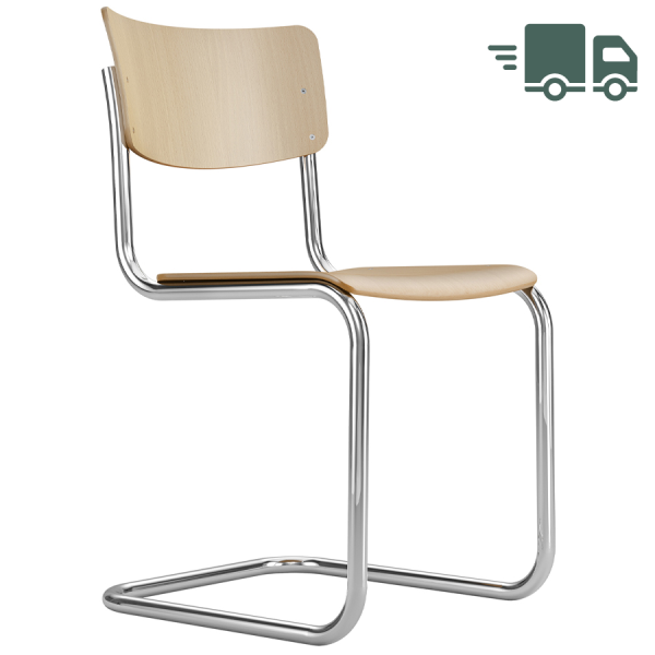 THONET S 43 | Buche natur | Stahlrohr-Freischwinger | Gestell verchromt von THONET