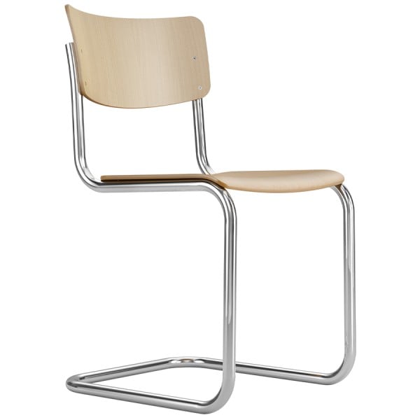 THONET S 43 | Buche klar lackiert | Stahlrohr-Freischwinger | Gestell verchromt von THONET