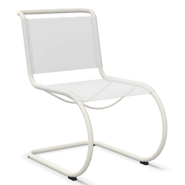 THONET Stahlrohr-Freischwinger S 533 N Outdoor | Netzbespannung und Gestell weiß von THONET