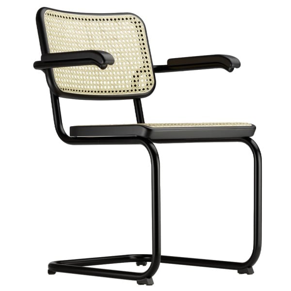 THONET S 64 V | Buche schwarz gebeizt | Stahlrohr-Freischwinger mit Armlehnen... von THONET