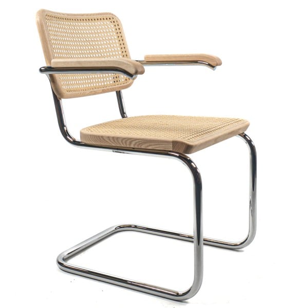 THONET S 64 V | Esche Pure Materials | Stahlrohr-Freischwinger mit Armlehnen von THONET