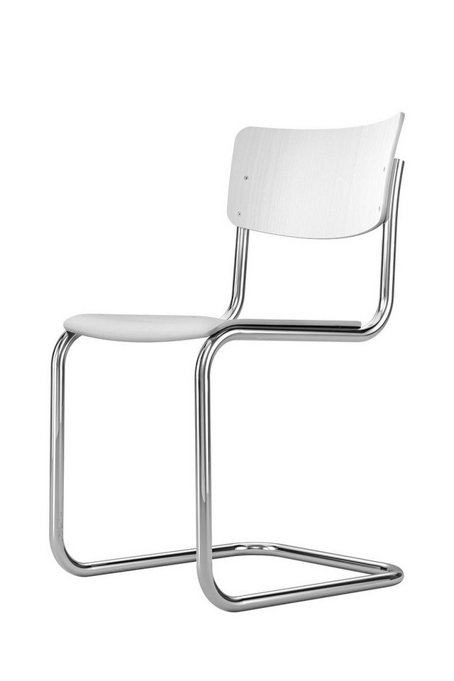 THONET Stuhl Thonet S 43 Freischwinger Buche weiß lasiert von THONET