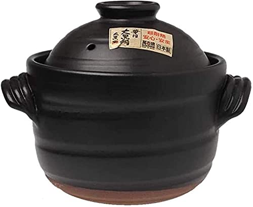 Auflaufform Kasserolle Suppe Casserole Japanischer Donabe -Stein Reis -Topf Mit Doppeldeckel, Erdpotstopf Keramik -Auflaufkocher Gesunder Kochgeschirr Herd Pot Suppe Heißer Topf (Size : 1.58Quart) von THONGLEI