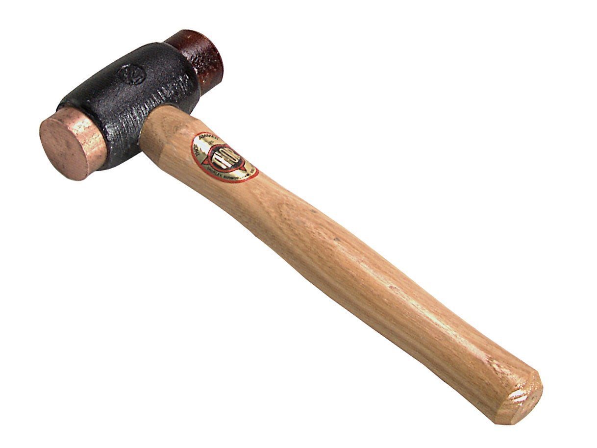 THOR Hammer THOR Hammer mit Rotkupfer und Rohhaut Einsätze, Rund 25 mm, 400 g, mit Holzstiel von THOR