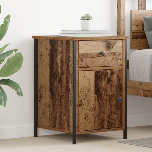 Nachttisch 2er Set Altes Holz 40x42x60 cm, Bedside Table Beistelltisch Nachtkästchen Bettkommoden Geeignet für Wohnung Wohnheim Gästezimmer Hotel von THOYTOUI