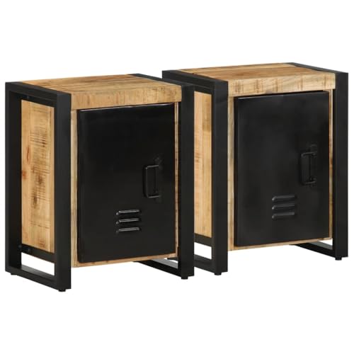 Nachttisch 2er Set Raues Mangoholz, Nachttische Nachtkästchen Bedside Table Beistelltisch Geeignet für Wohnheim Schlafzimmer Wohnung Hotel Nachttisch 2er Set Raues Mangoholz, Nachttische Nachtkästchen Bedside Table Beistelltisch Geeignet für Wohnheim Schlafzimmer Wohnung Hotel von THOYTOUI