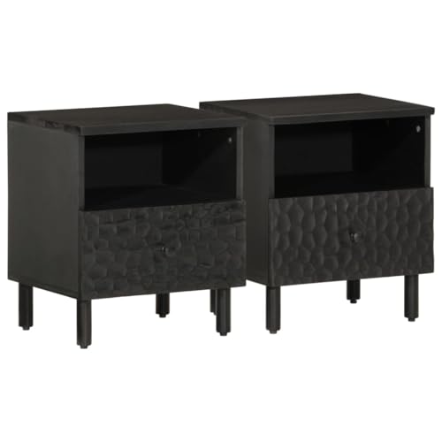 Nachttisch 2er Set Schwarz 40x33x46 cm Massivholz Mango, Nachtschrank Bedside Table Beistelltisch Aufbewahrungsschrank Geeignet für Wohnung Gästezimmer Wohnheim Hotel Nachttisch 2er Set Schwarz 40x33x46 cm Massivholz Mango, Nachtschrank Bedside Table Beistelltisch Aufbewahrungsschrank Geeignet für Wohnung Gästezimmer Wohnheim Hotel von THOYTOUI