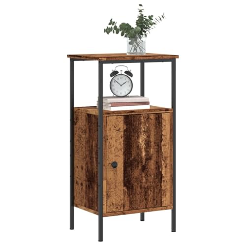 Nachttisch Altholz-Optik 41x31x80 cm Holzwerkstoff, Beistellschrank Aufbewahrungsschrank Nachtschrank Beistelltisch Geeignet für Gästezimmer Wohnung Schlafzimmer Wohnheim von THOYTOUI