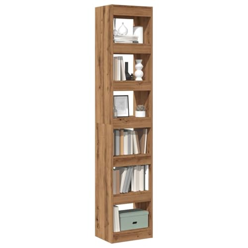 THOYTOUI Bücherregal/Raumteiler, Möbel Hängendes Regal Schaukästen Regale Verwendbar für Korridor Arbeitszimmer Wohnbereich Schlafzimmer Artisan Eiche 40x30x198 cm von THOYTOUI